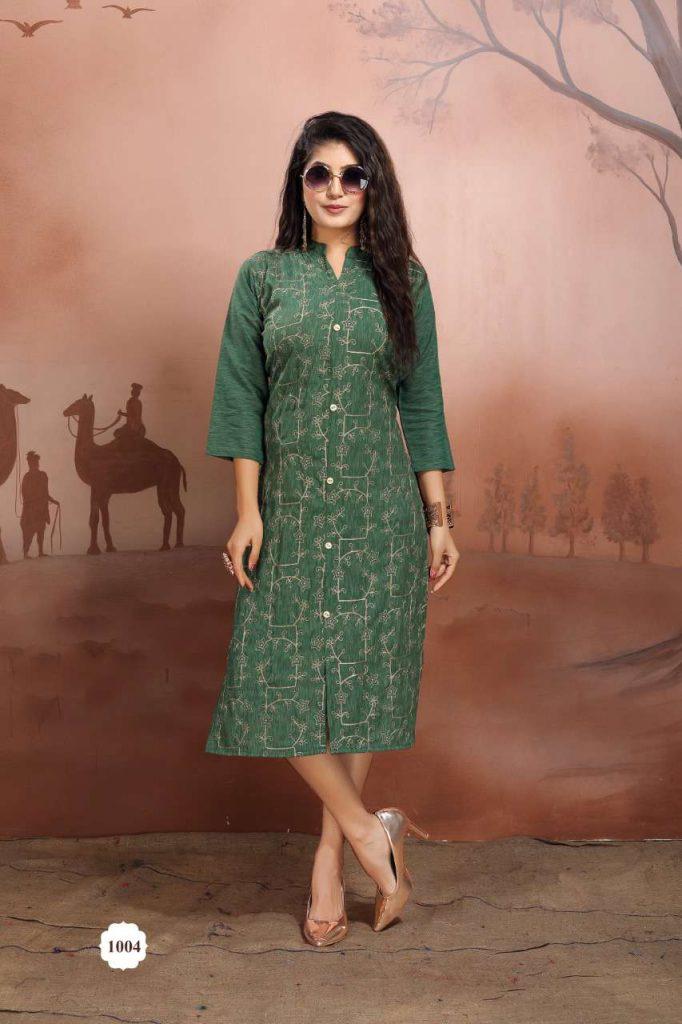 Canvas Casual Daily Wear Rayon embroidery Latest Kurti Collection